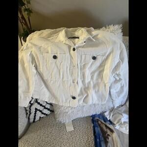 zara  Corduroys white jacket woman size large